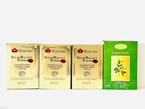 Concord Sugar Balance Power - 3 pack with bonus Concord Sugar Care Herbal Tea (18 tea bags)